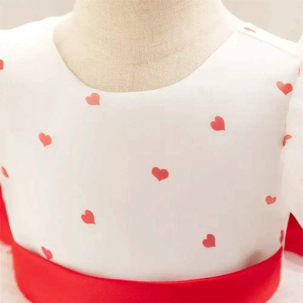 Eye Catching Baby Girl Princess Dress Dots Bow Puff Sleeves - ToylandEU