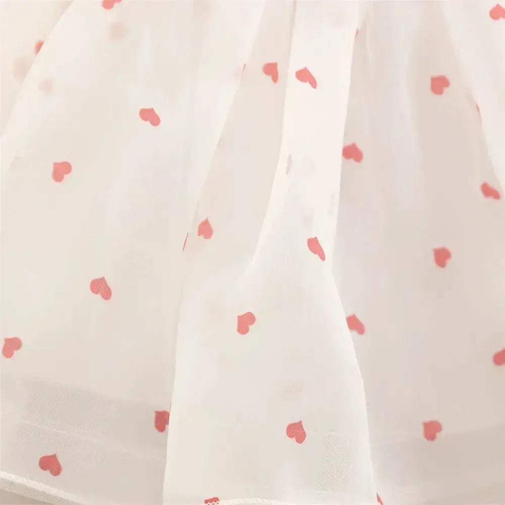 Eye Catching Baby Girl Princess Dress Dots Bow Puff Sleeves - ToylandEU