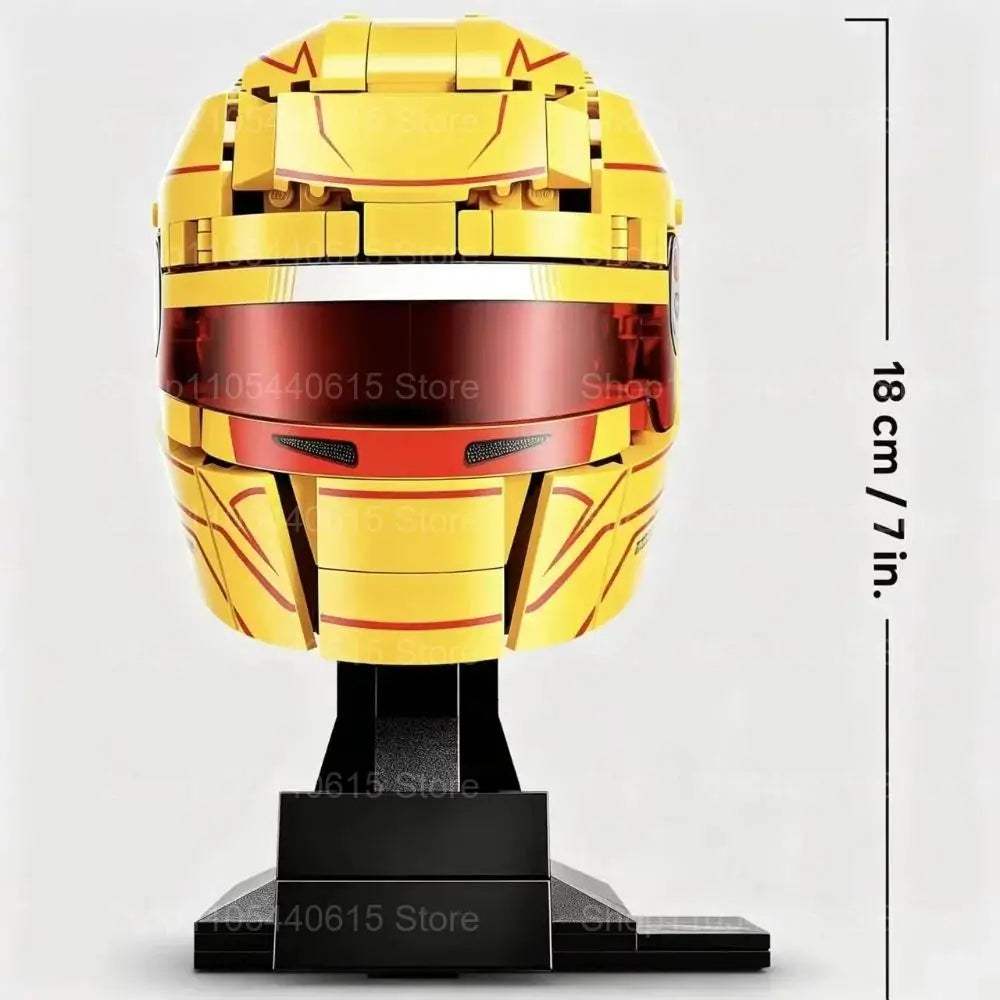 F1 Racing Helmet Building Blocks | Yellow Red Finish | Toylandeu™