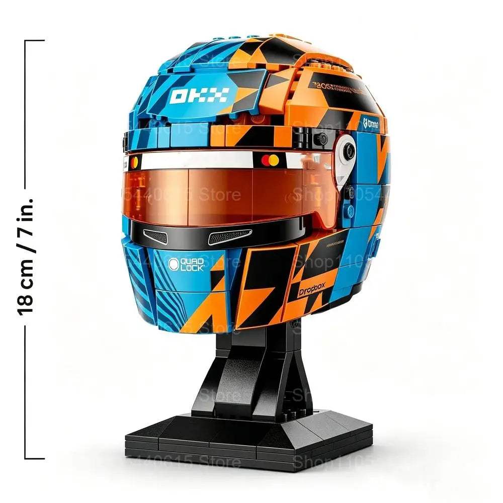 F1 Racing Helmet Building Blocks | Yellow Red Finish | Toylandeu™