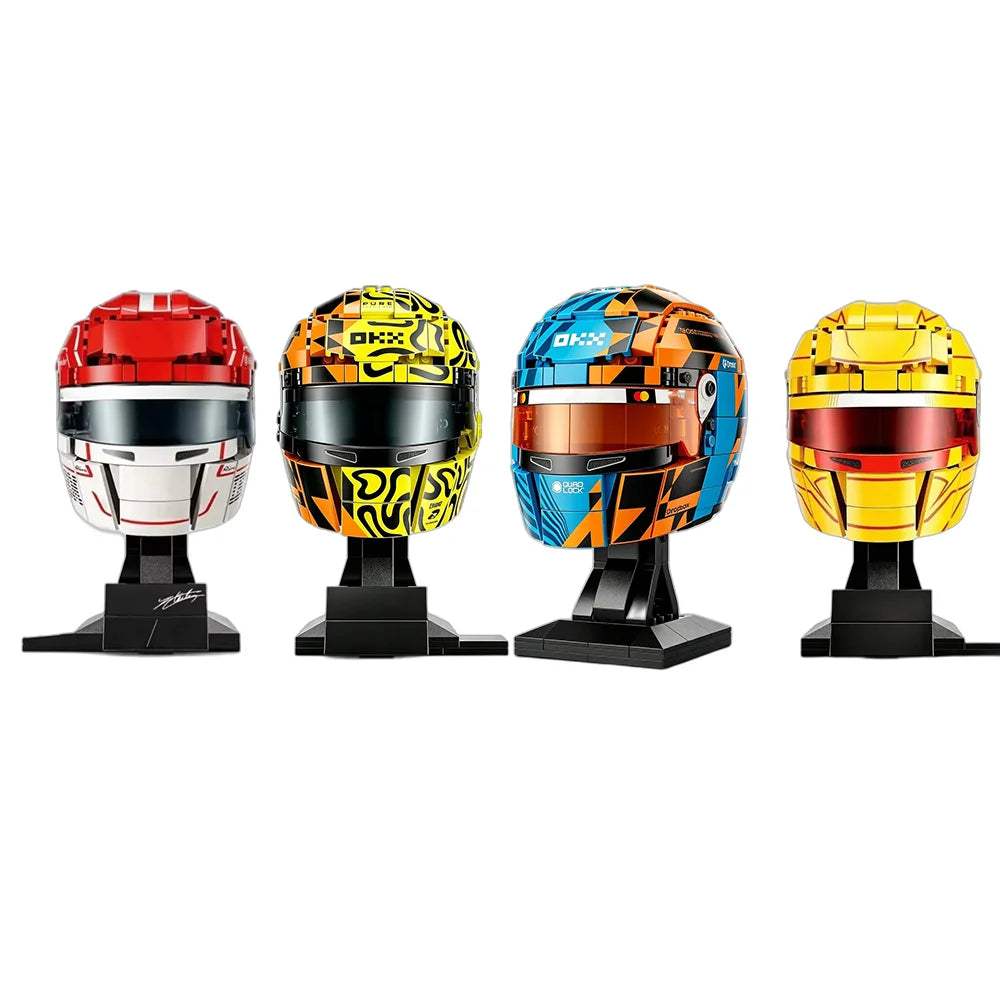 F1 Racing Helmet Building Blocks | Yellow Red Finish | Toylandeu™