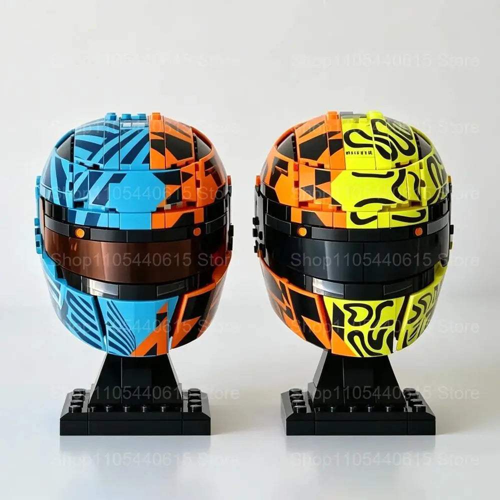 F1 Racing Helmet Building Blocks | Yellow Red Finish | Toylandeu™
