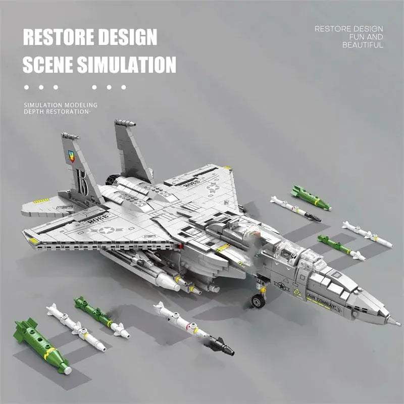 F15E Fighter Jet Building Blocks Educational Military Set - ToylandEU