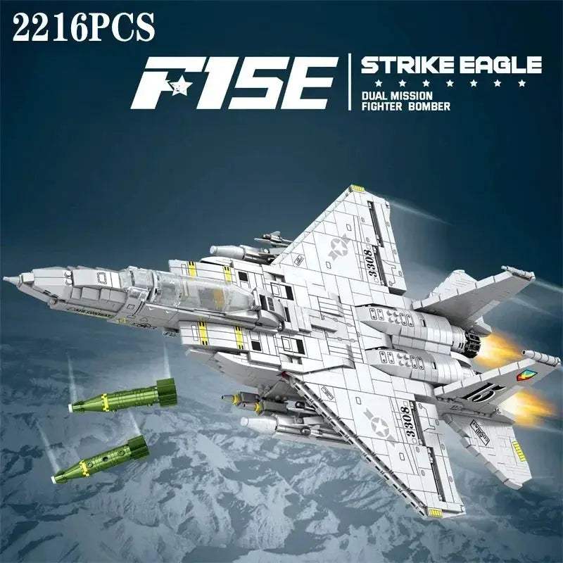 F15E Fighter Jet Building Blocks Educational Military Set - ToylandEU