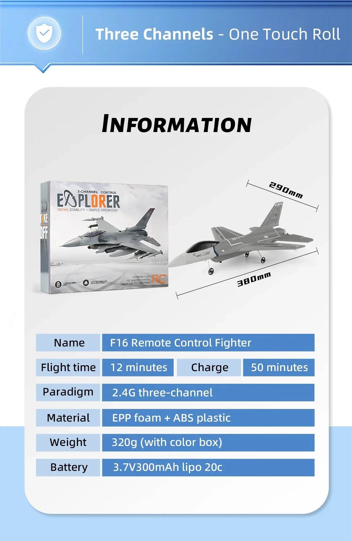 F16 RC Fighter Plane 3CH EPP Foam 2.4G Remote Control Airplane - ToylandEU