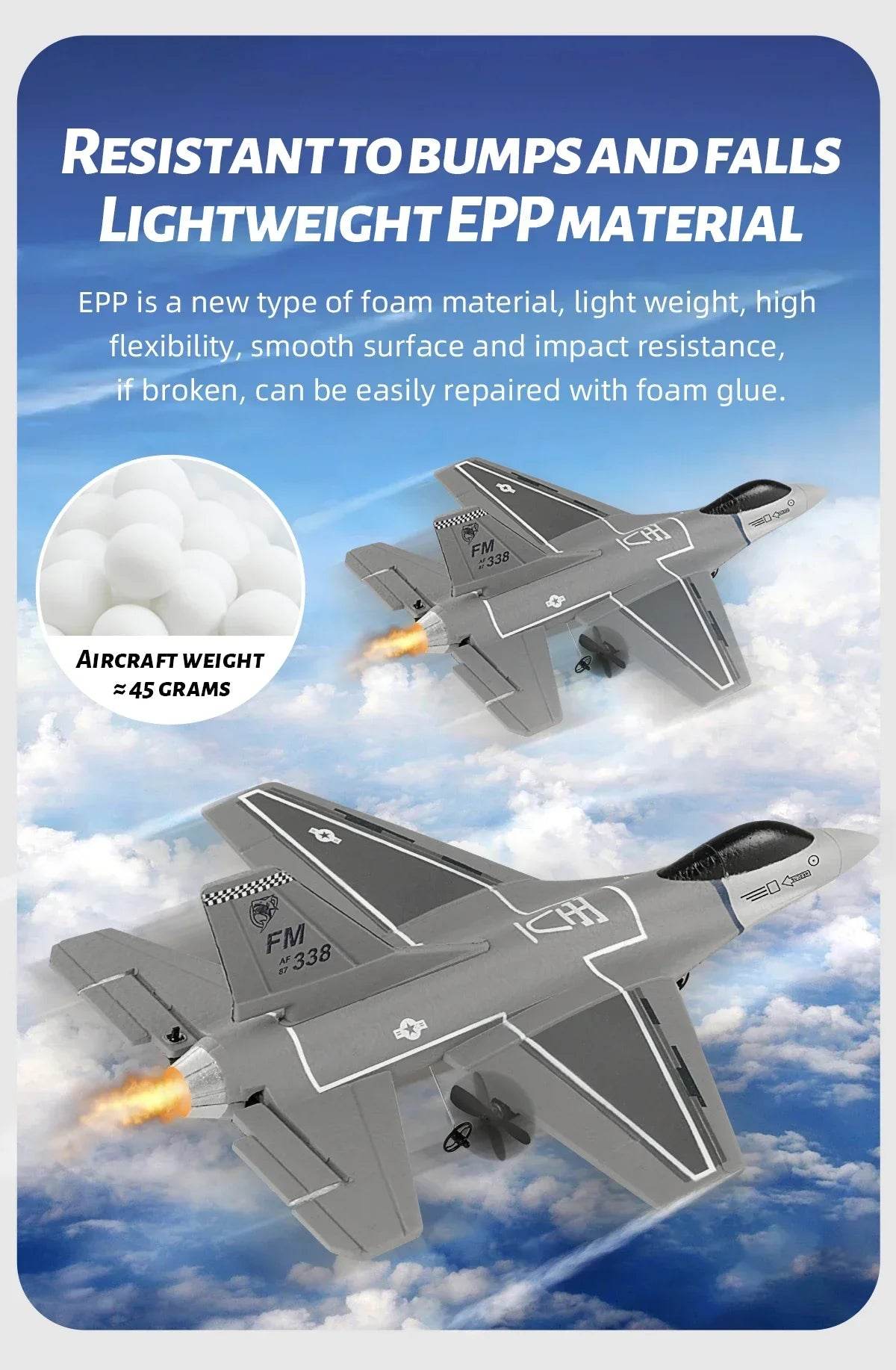 F16 RC Fighter Plane 3CH EPP Foam 2.4G Remote Control Airplane - ToylandEU