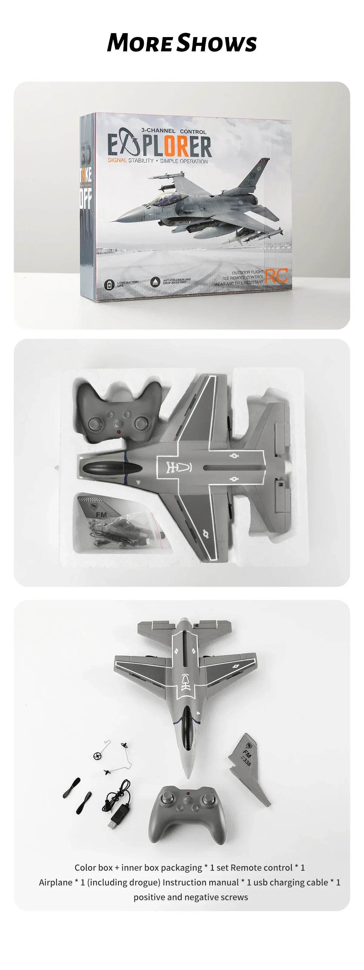 F16 RC Fighter Plane 3CH EPP Foam 2.4G Remote Control Airplane - ToylandEU