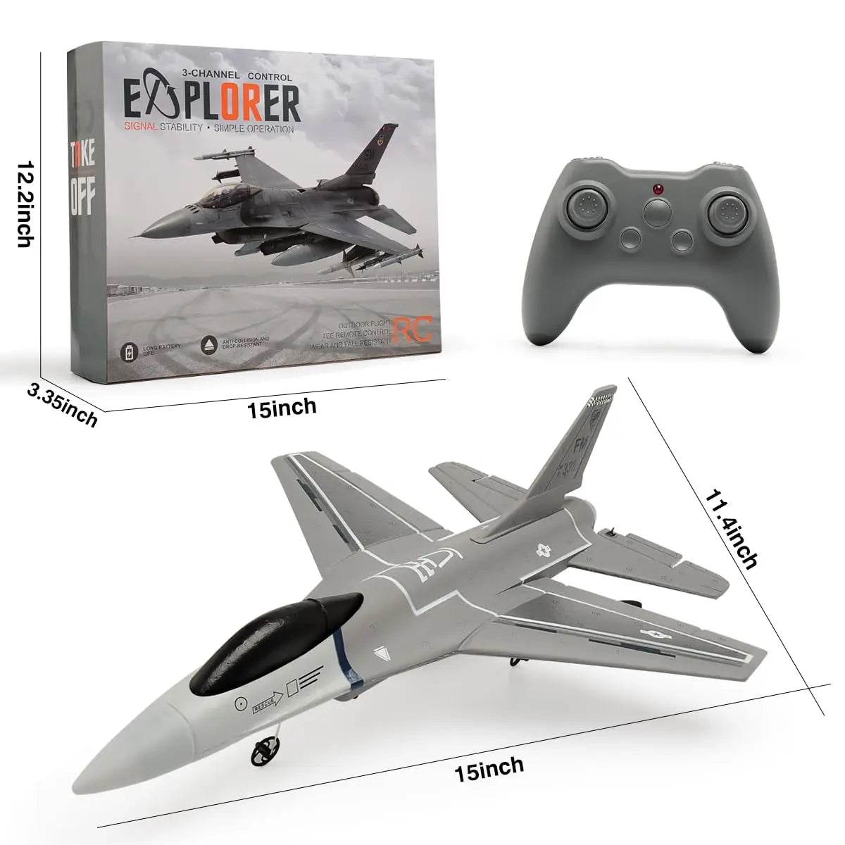 F16 RC Plane 3 Channel 6-Axis Gyro 2.4GHz Radio Controlled Glider - ToylandEU