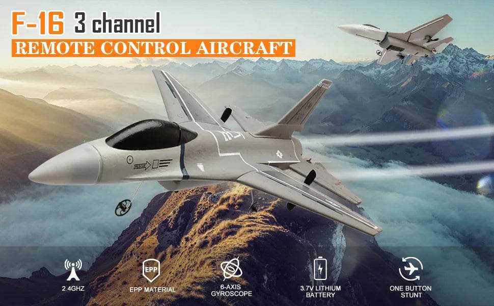 F16 RC Plane 3 Channel 6-Axis Gyro 2.4GHz Radio Controlled Glider - ToylandEU