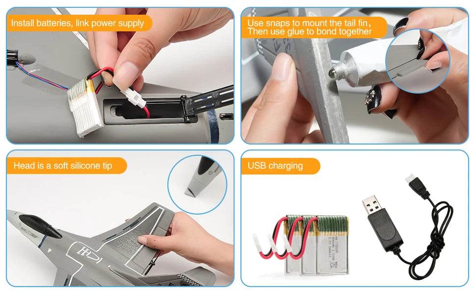 F16 RC Plane 3 Channel 6-Axis Gyro 2.4GHz Radio Controlled Glider - ToylandEU