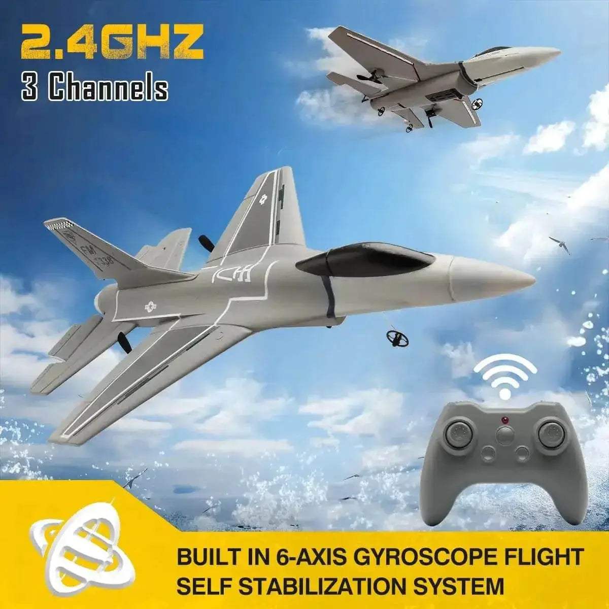  F16 RC Plane 3 Channel 6-Axis Gyro Foam Jet for Kids -  ToylandEU™
