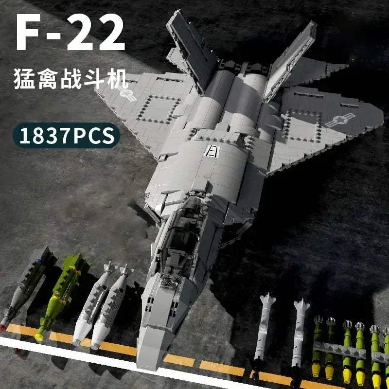 F22 Fighter Building Blocks Set For Realistic Military Aircraft - ToylandEU