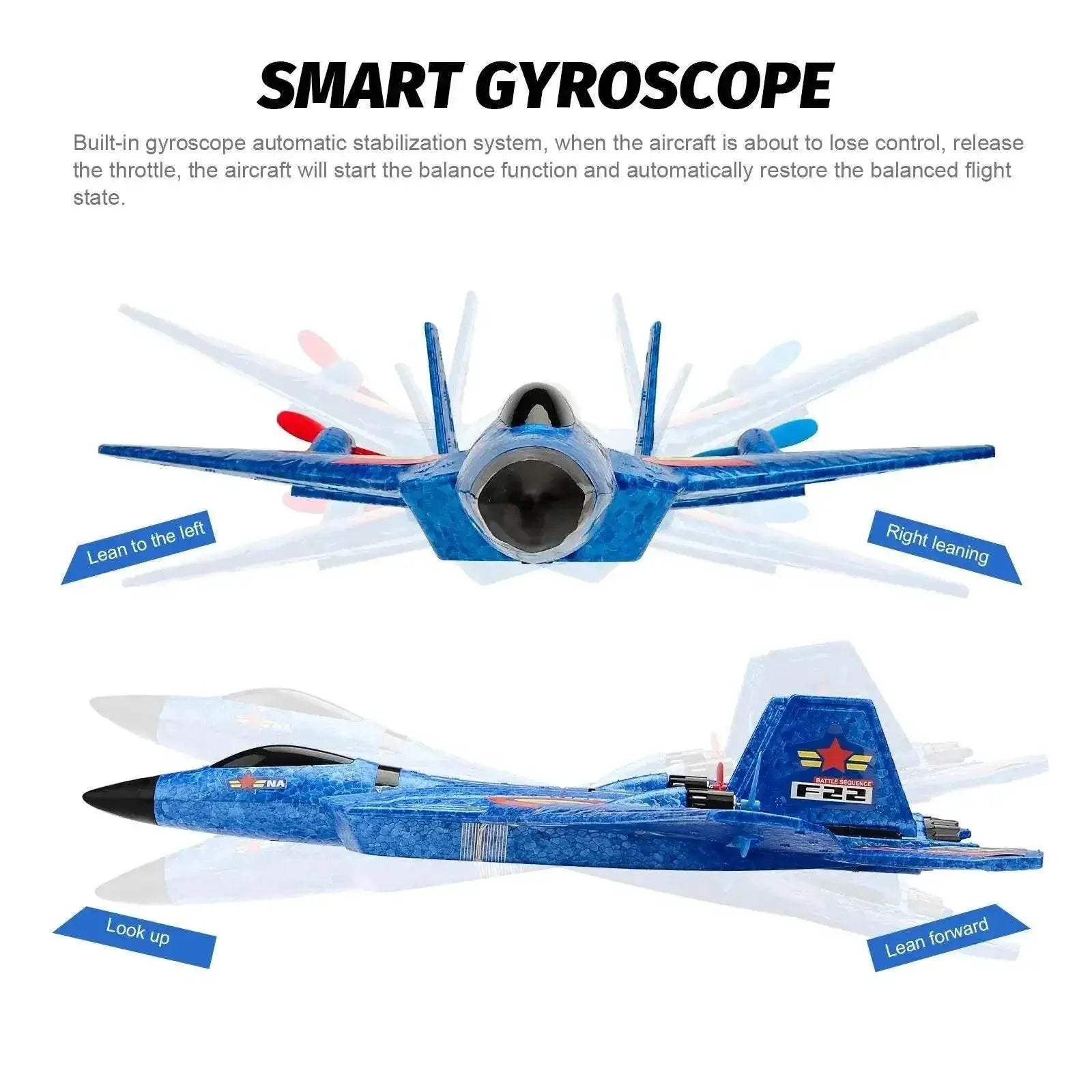  F22 Raptor RC Plane 2.4G 2CH With LED Lights For Kids -  ToylandEU™