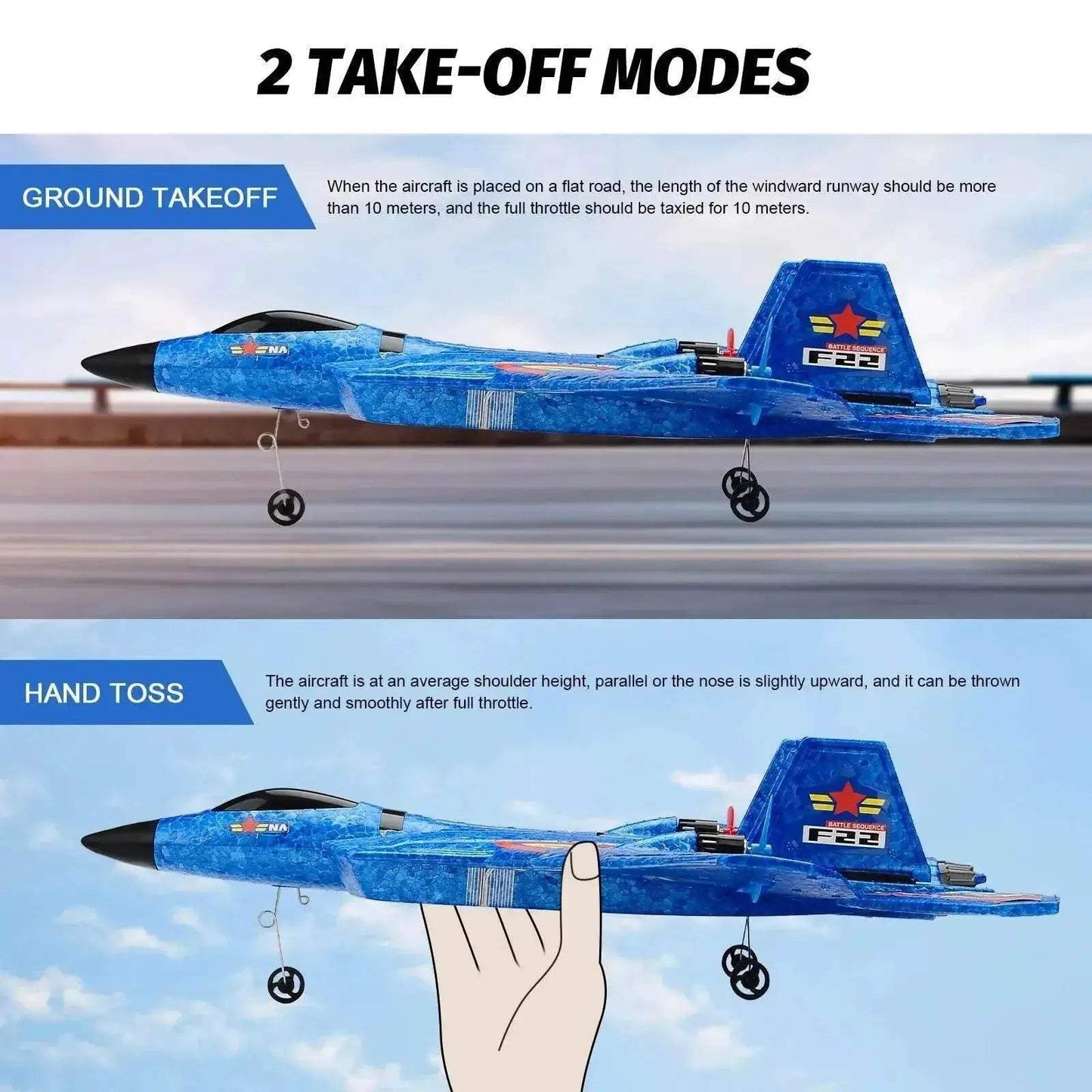  F22 Raptor RC Plane 2.4G 2CH With LED Lights For Kids -  ToylandEU™