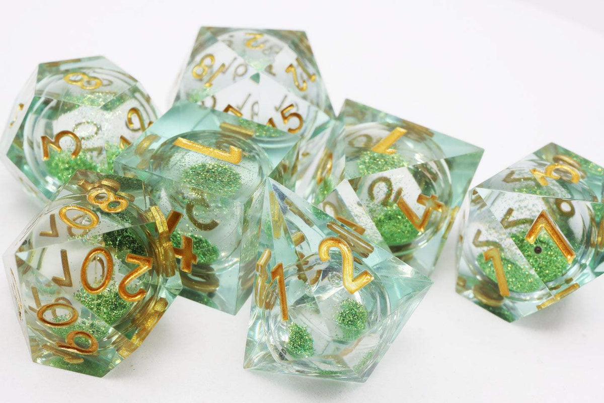 Sharp-Edged Liquid Core RPG Dice Set | Dice Sets & Games