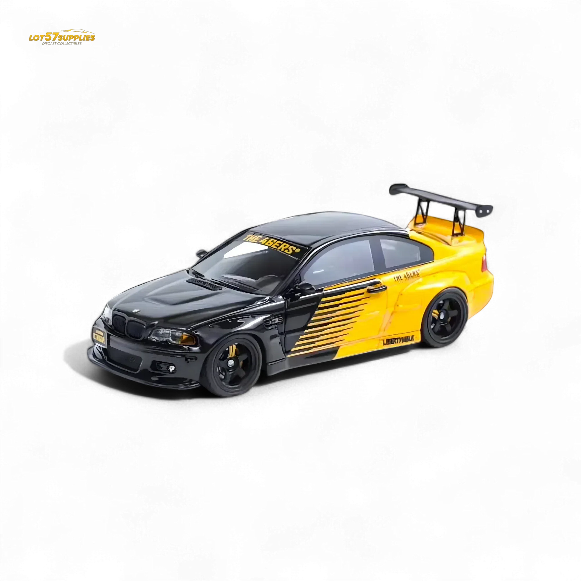 FLAME BMW M3 E46 Widebody Pandem in Black & Yellow Resin 1:64 - ToylandEU