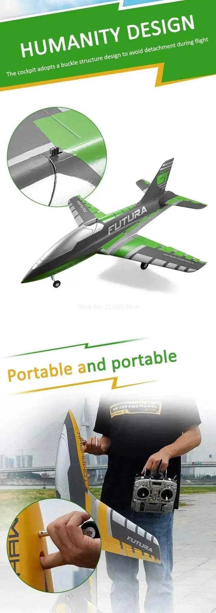 FMS RC Airplane 64mm Futura Tomahawk EDF Jet PNP Model - ToylandEU
