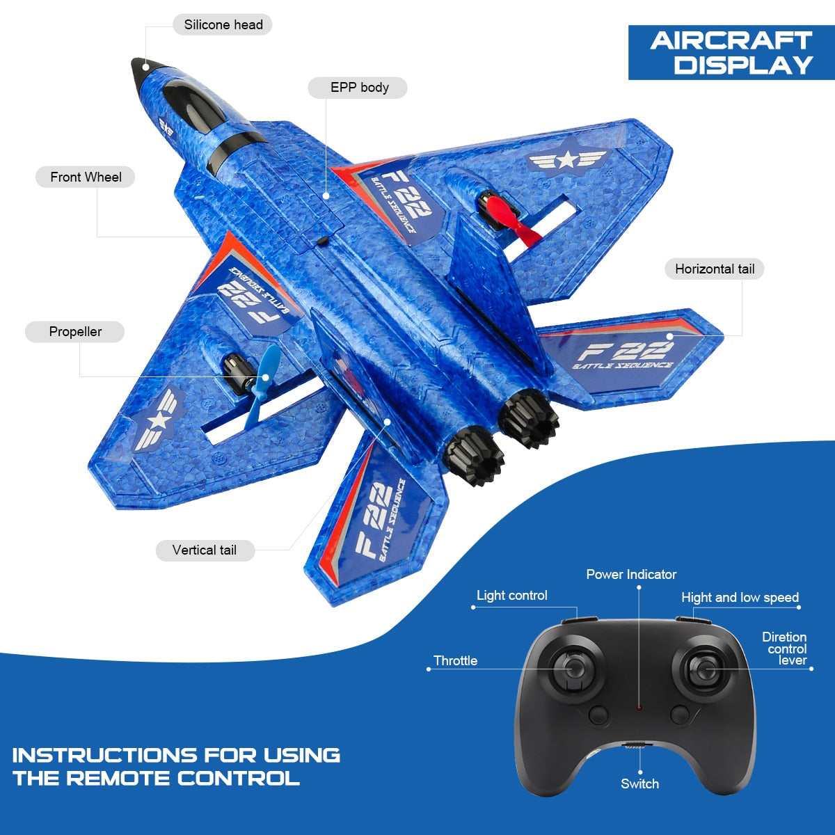 F22 Remote Control Airplane with 150m Remote Range and 15-20 mins of Flight Time - ToylandEU