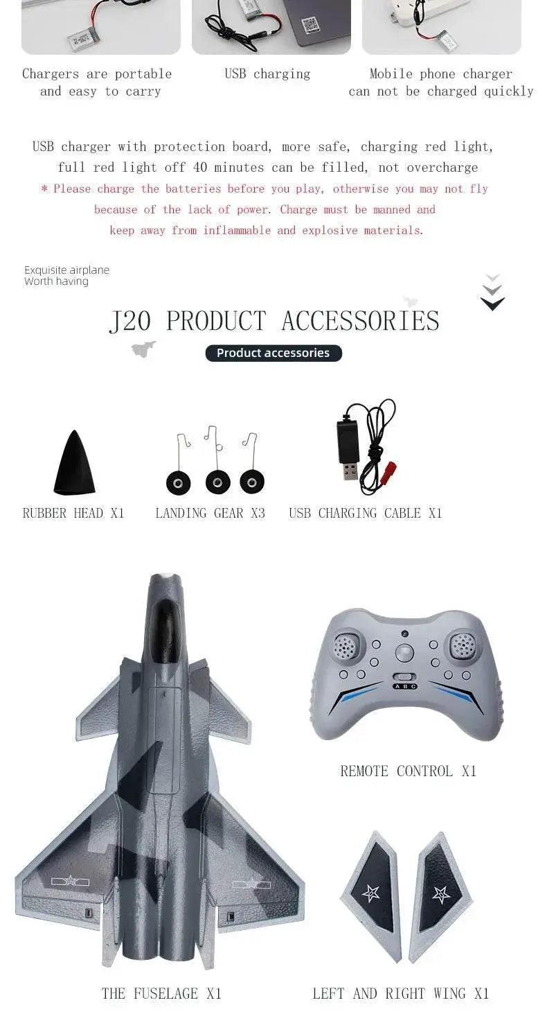  FX9630 RC Plane J20 Fighter Remote Control Airplane -  ToylandEU™