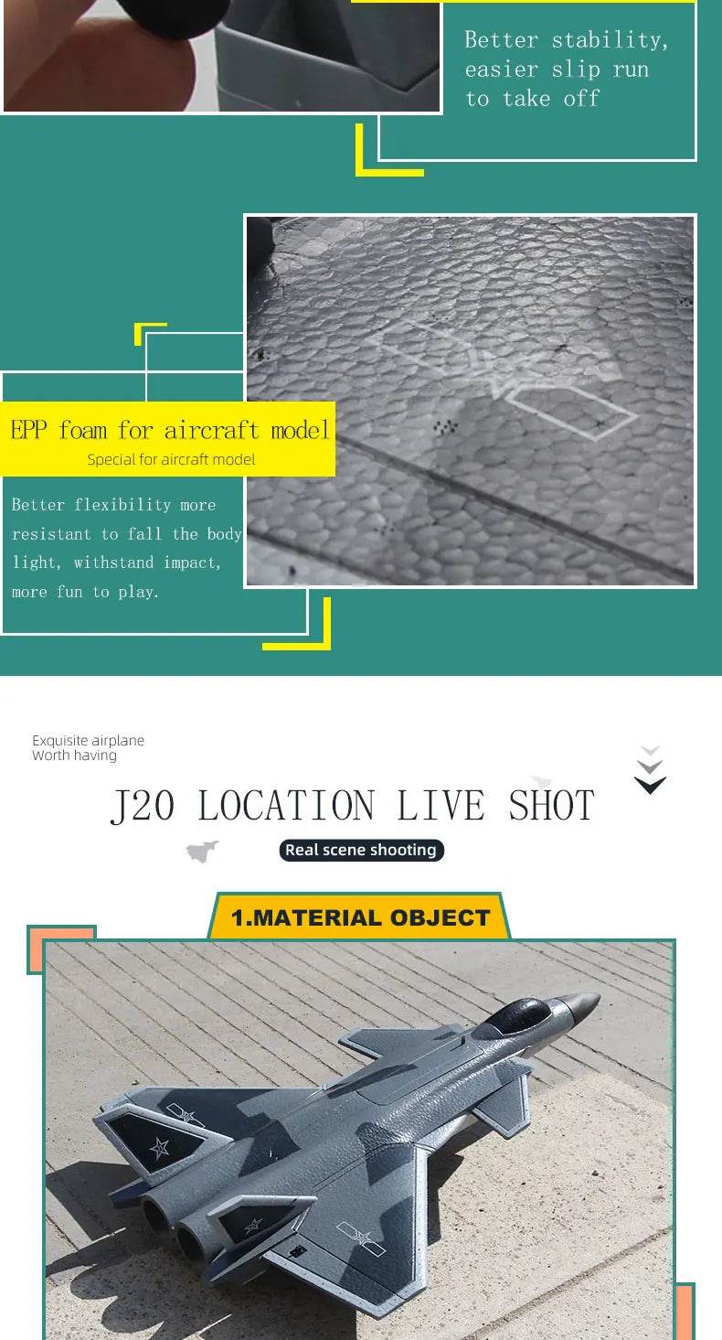 FX9630 RC Plane J20 Fighter Remote Control Airplane Toys - ToylandEU