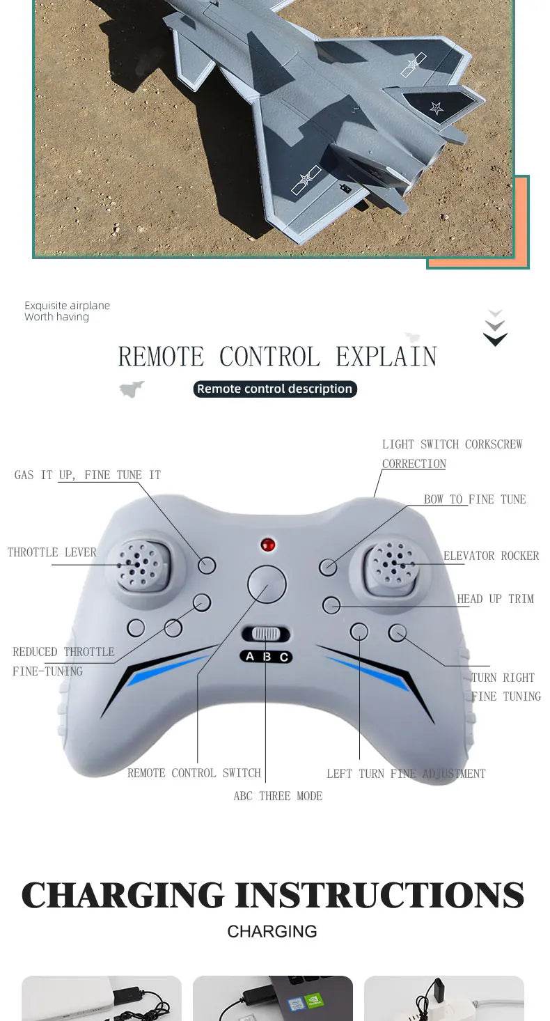 FX9630 RC Plane J20 Fighter Remote Control Airplane Toys - ToylandEU