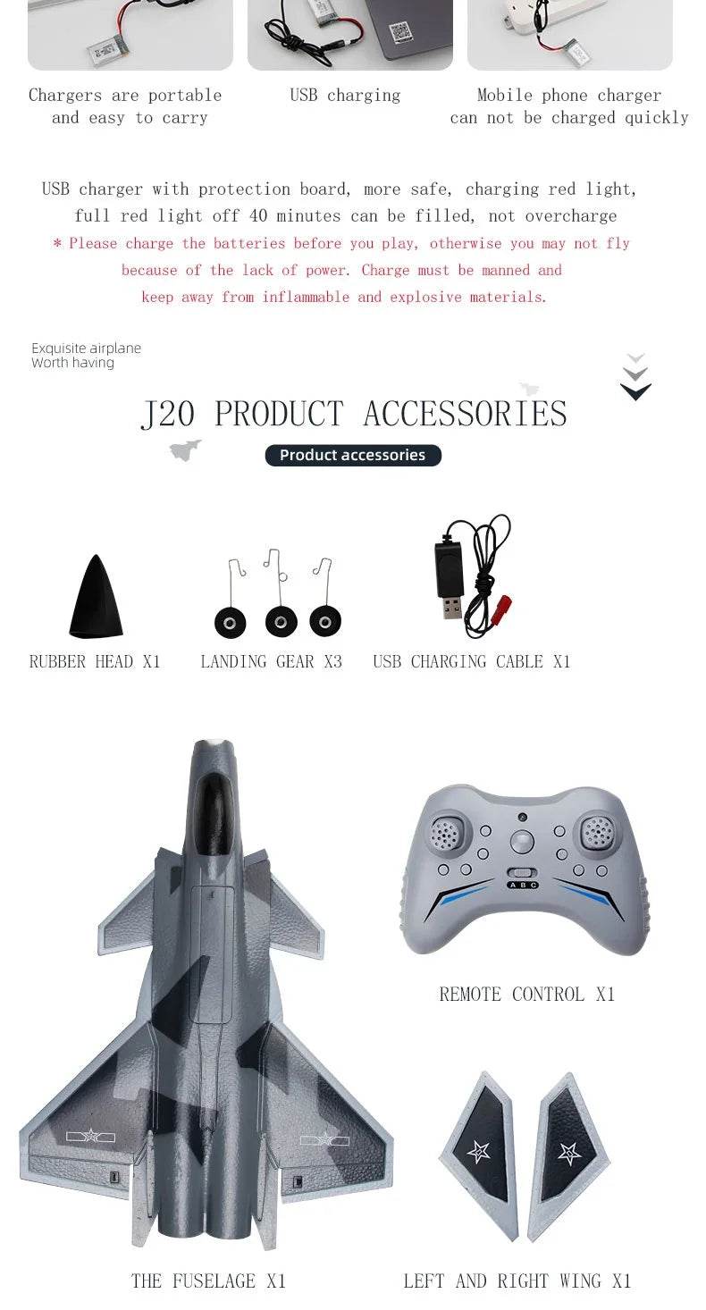 FX9630 RC Plane J20 Fighter Remote Control Airplane Toys - ToylandEU