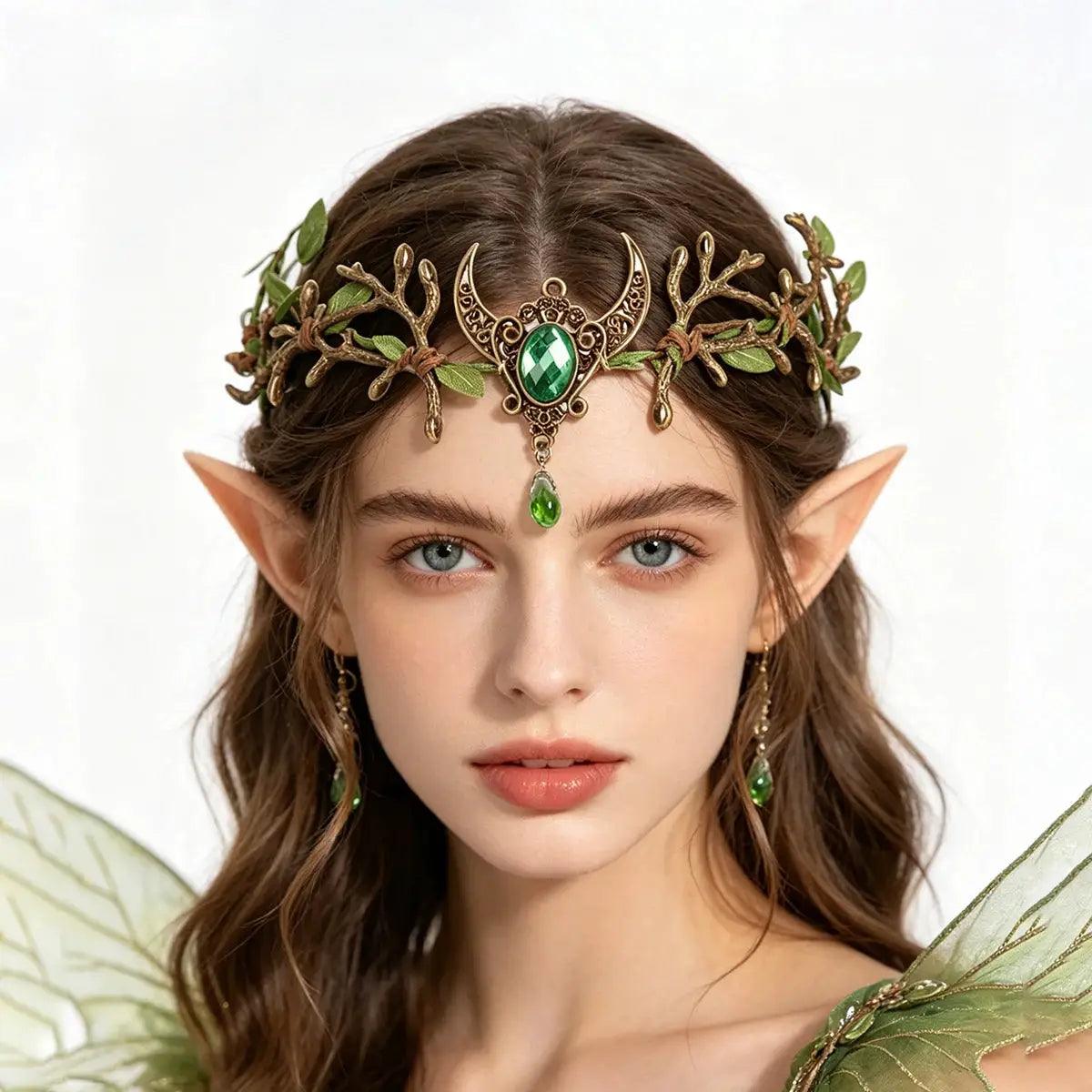  Fairy Forest Headband With Green Gemstones Party Ready -  ToylandEU™