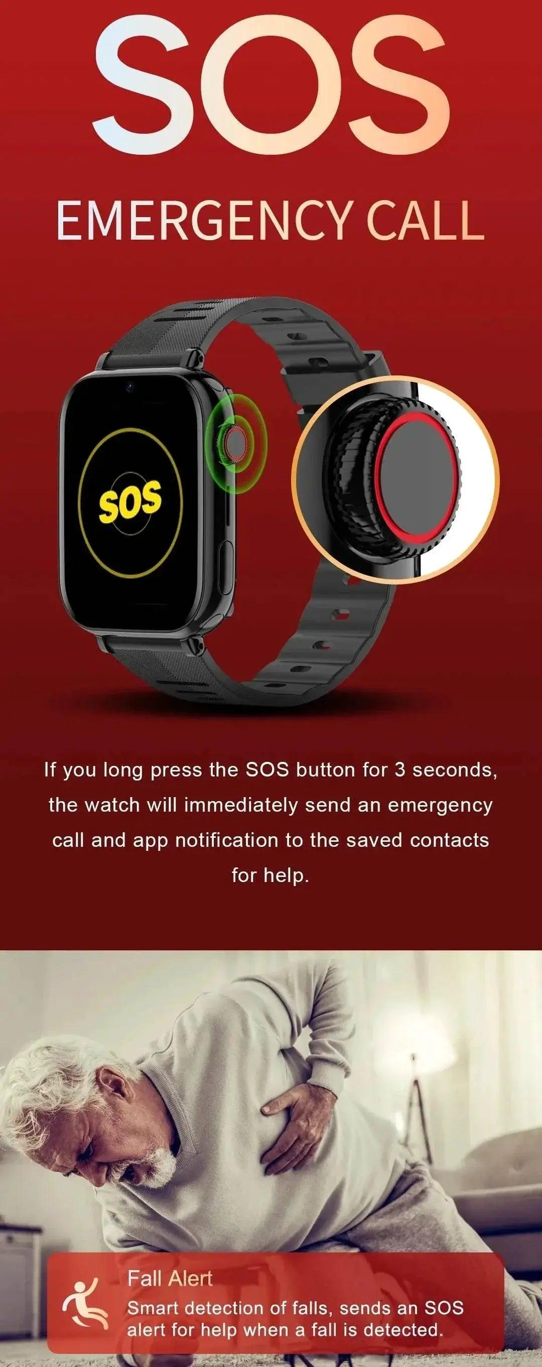  Fall Detection Watch SOS Watch GPS 4G for Seniors D1 -  ToylandEU™