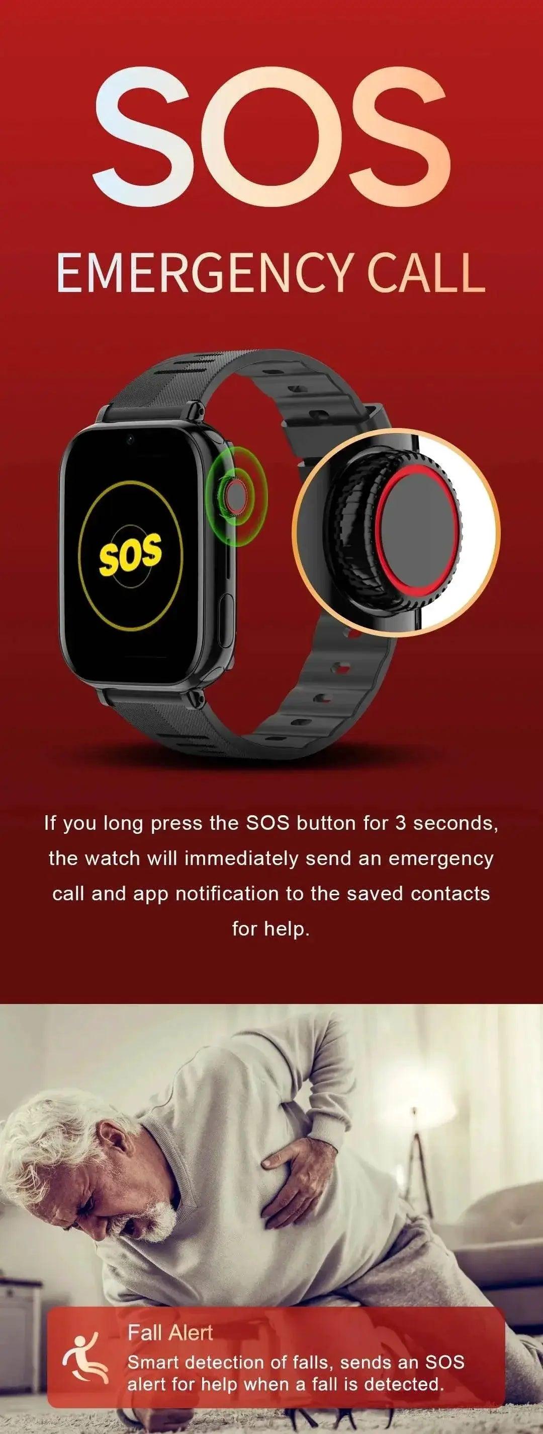 Fall Detection Watch SOS Watch GPS 4G for Seniors D1 -  ToylandEU™