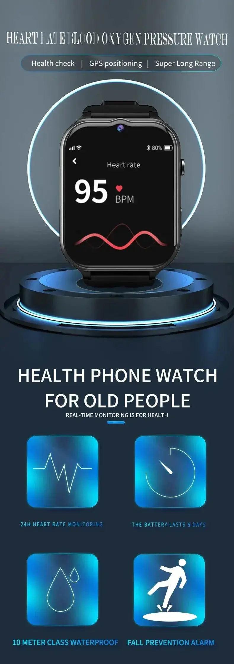  Fall Detection Watch SOS Watch GPS 4G for Seniors D1 -  ToylandEU™