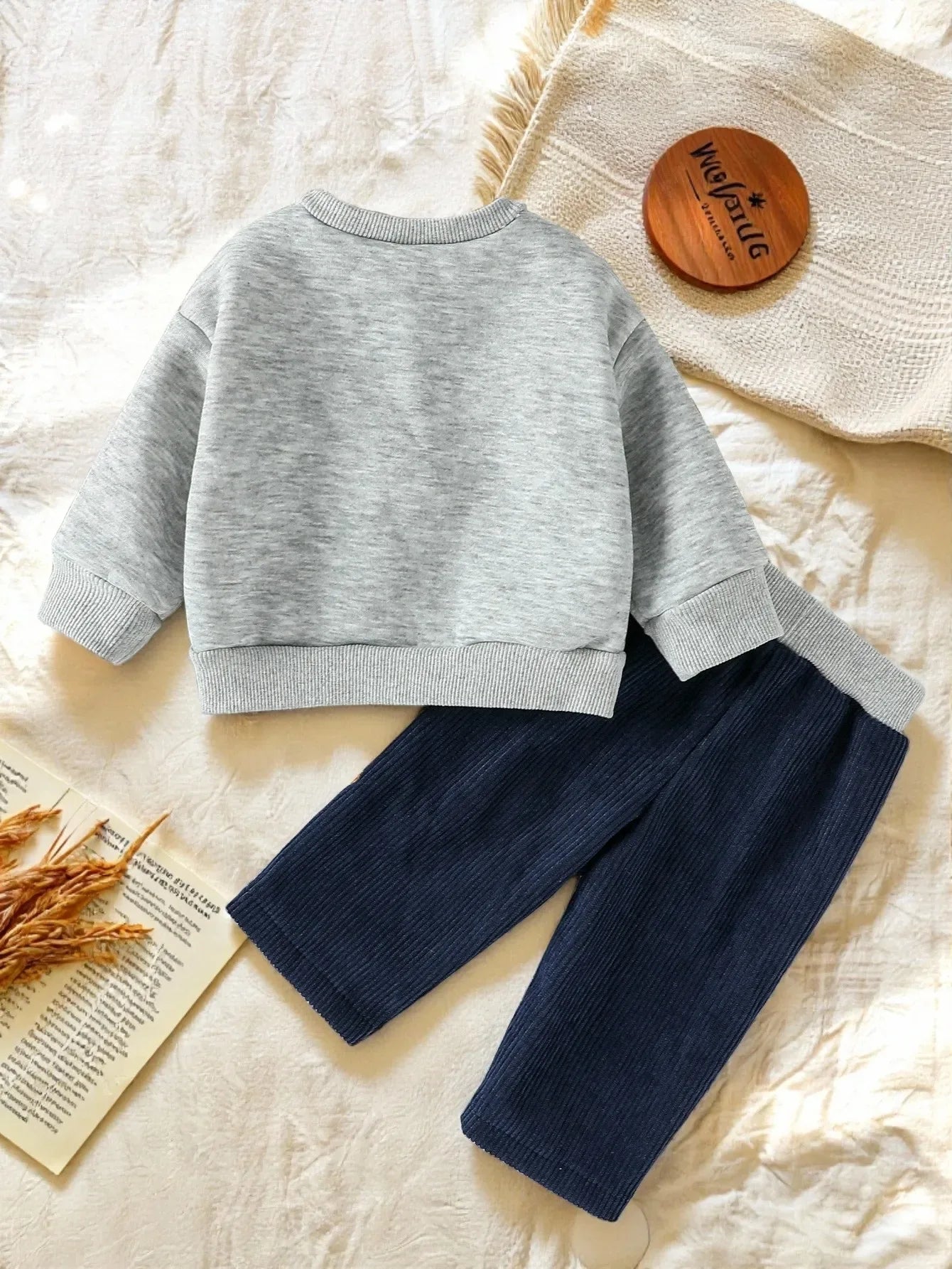 Fall Winter 1-3Y Baby Boys Hoodie And Sweatpants Set 100% Polyester Flannel - ToylandEU