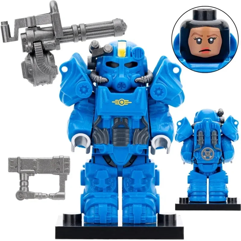 Blue T60 Power Armor Figure Lego Compatible Plastic Figure With Collectible Detailing - ToylandEU
