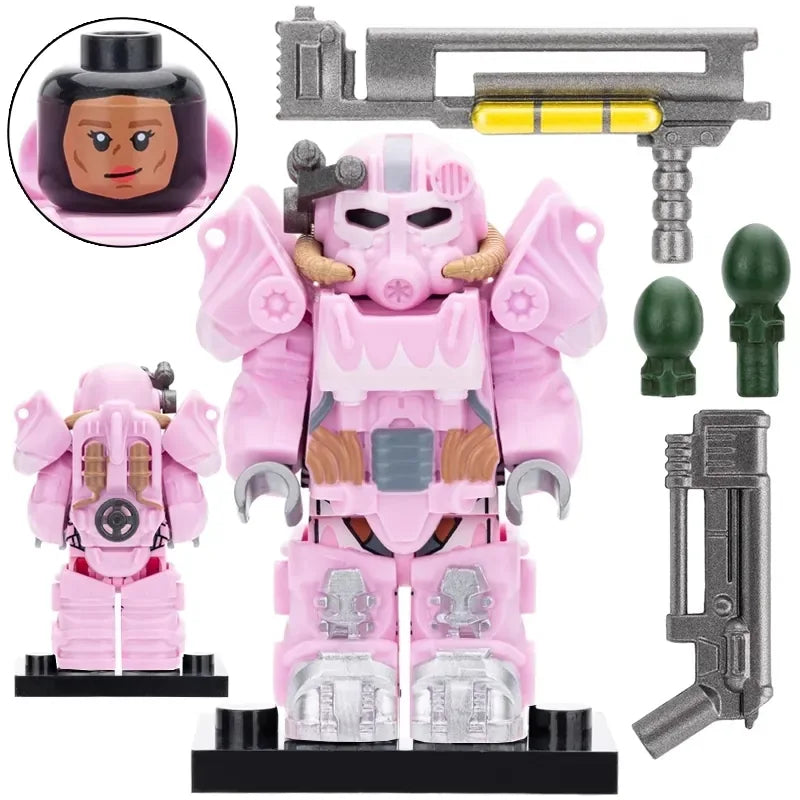 Fallout Pink T60 Power Armor Figure, LEGO Compatible Custom Figure, Limited Edition - ToylandEU