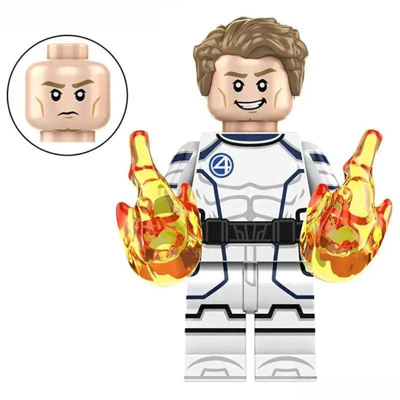 Fantastic Four Johnny Storm Human Torch Lego Minifigures Custom Toys 3 - Minifigure Toys