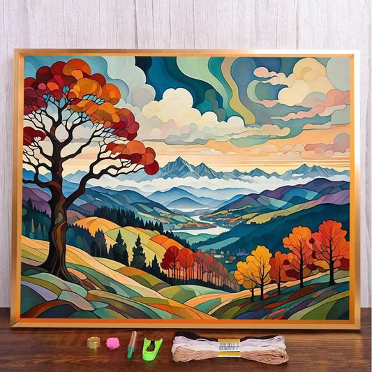  Fantasy Landscape Pre-Printed Cross-Stitch Full Kit DIY Embroidery Handmade Sewing Hobby Handiwork Room Decor Counted Jewelry -  ToylandEU™