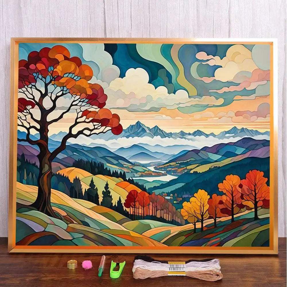 Fantasy Landscape Pre-Printed Cross-Stitch Full Kit DIY Embroidery Handmade Sewing Hobby Handiwork Room Decor Counted Jewelry - ToylandEU
