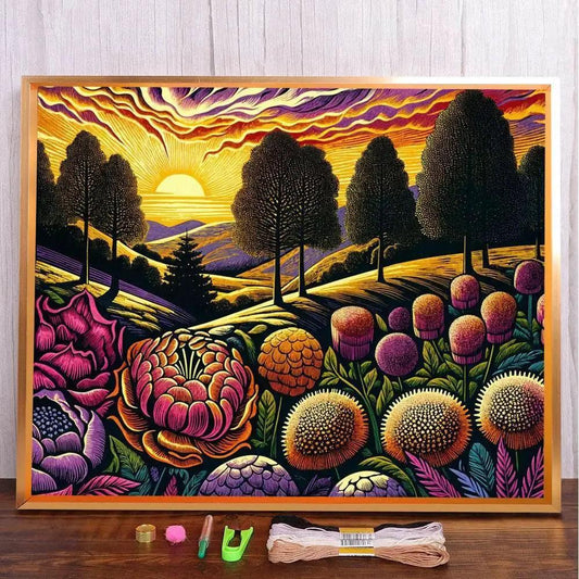  Fantasy Landscape Printed Fabric 11CT Cross-Stitch Embroidery Complete Kit Needlework Hobby Craft Sewing Floss Stamped Wholesale -  ToylandEU™