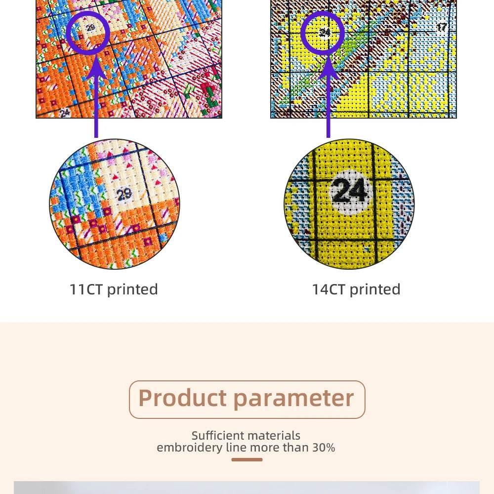 Fantasy-Landschaft bedruckter Stoff 11CT Kreuzstich-Stickerei Komplettset Handarbeit Hobby Handwerk Nähgarn gestempelt Großhandel - ToylandEU