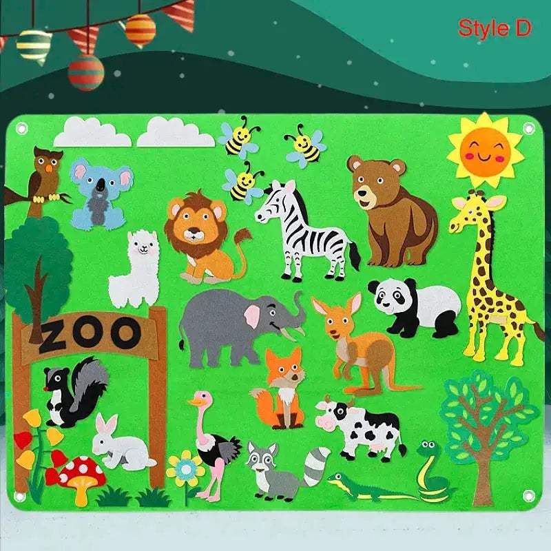 Farm Animals Felt Story Board Montessori Puzzle For Kids - ToylandEU