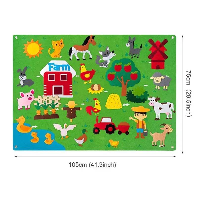 Farm Animals Felt Story Board Montessori Puzzle For Kids - ToylandEU