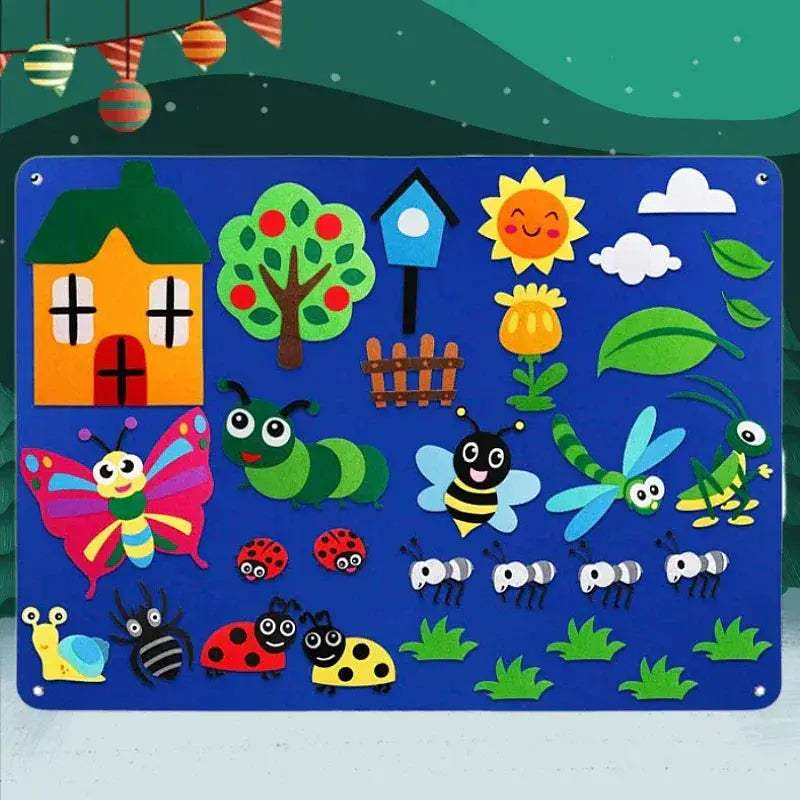 Farm Animals Felt Story Board Montessori Puzzle For Kids - ToylandEU