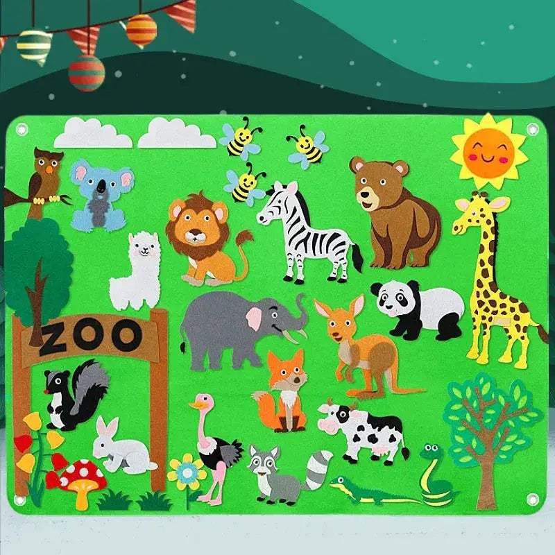 Farm Animals Felt Story Board Montessori Puzzle For Kids - ToylandEU