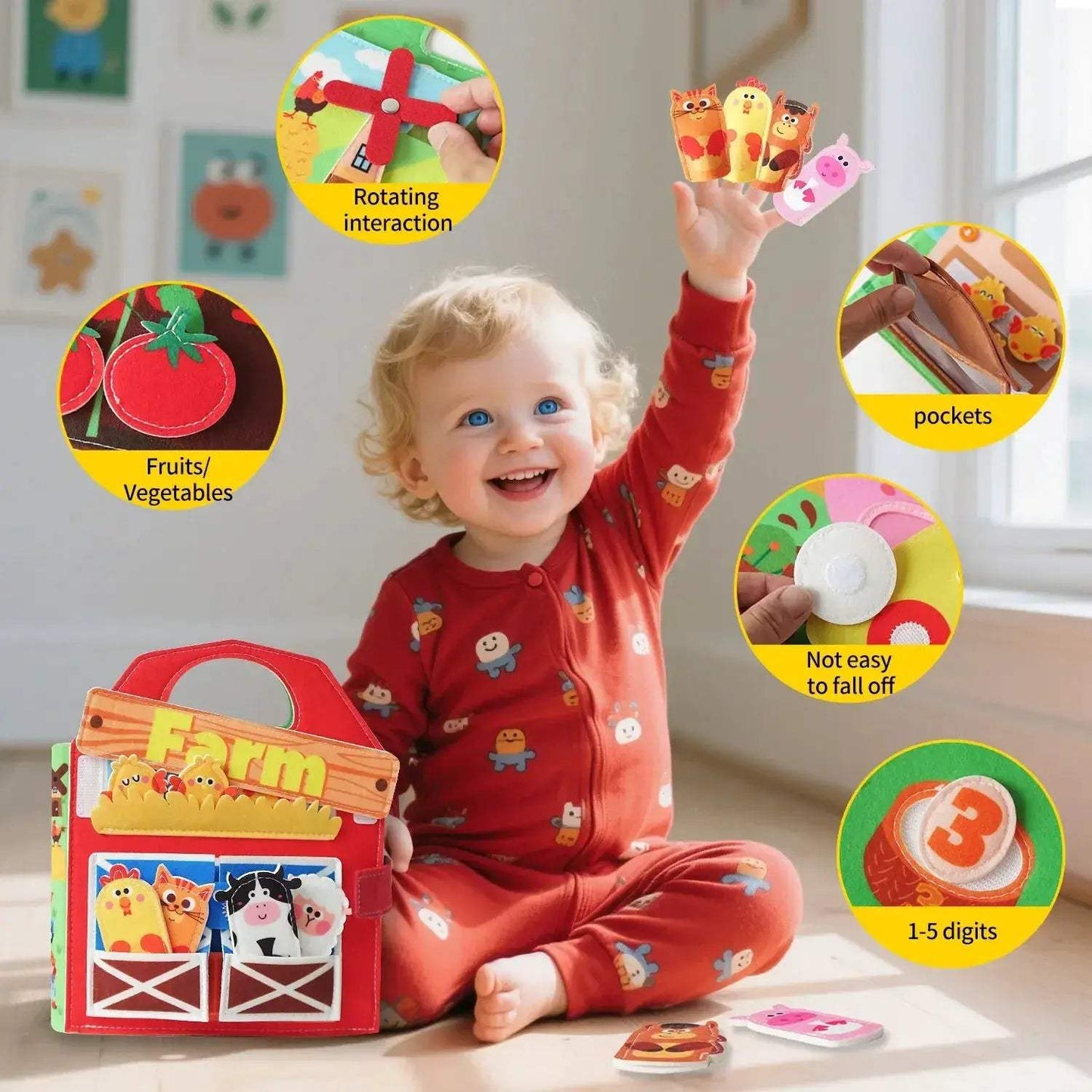 Farm Animals Quiet Busy Board For Toddlers Montessori - ToylandEU