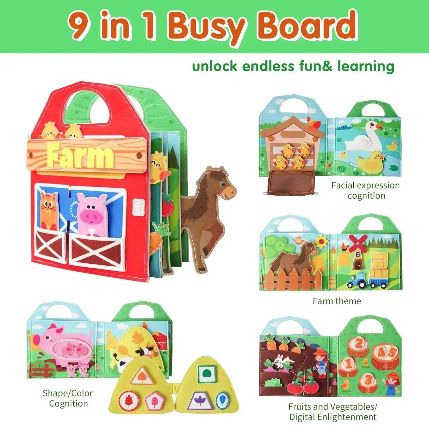 Farm Animals Quiet Busy Board For Toddlers Montessori - ToylandEU