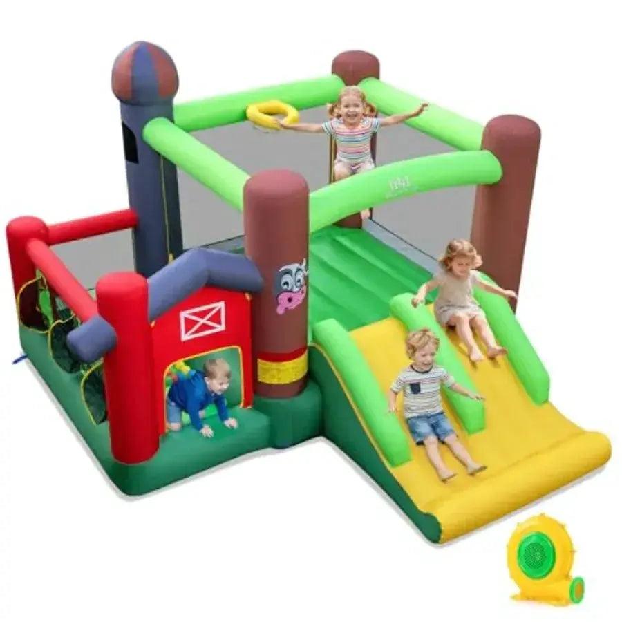  Inflatable Farm Themed Bounce House With Dual Slides Durable -  ToylandEU™
