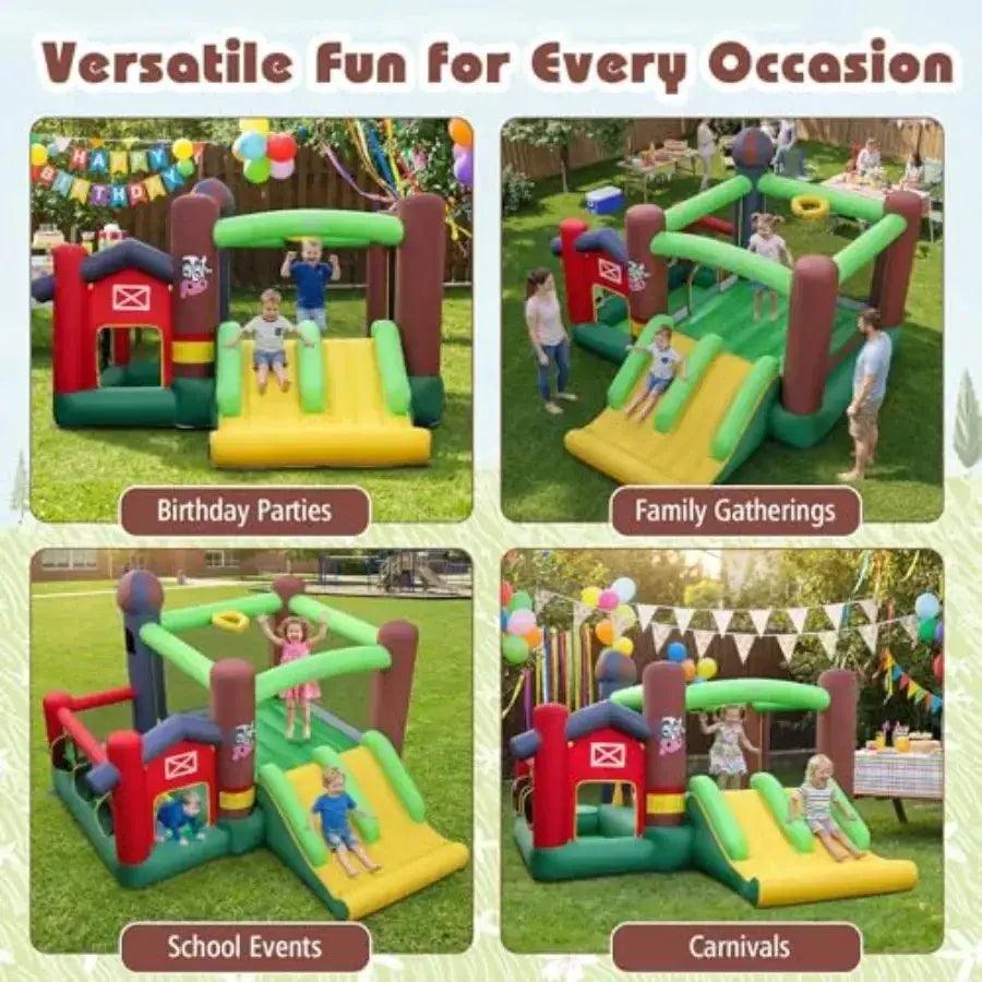  Inflatable Farm Themed Bounce House With Dual Slides Durable -  ToylandEU™