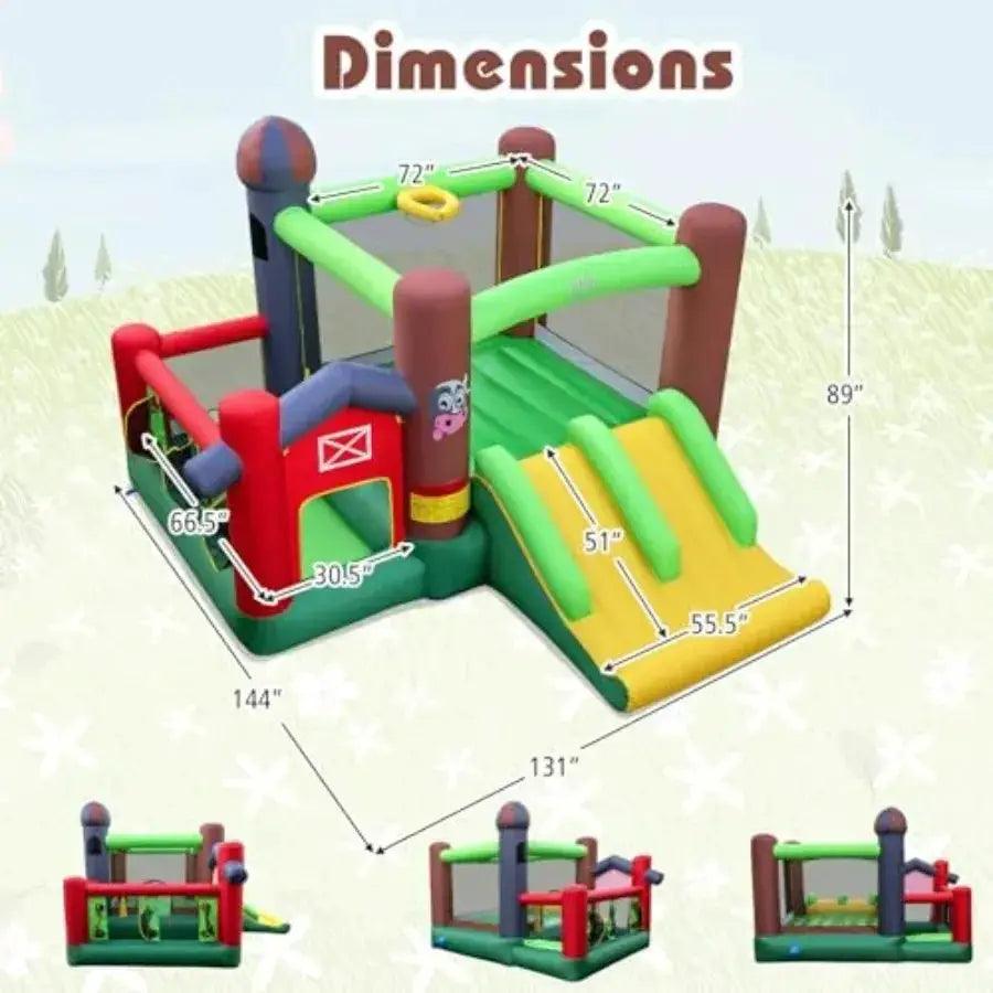  Inflatable Farm Themed Bounce House With Dual Slides Durable -  ToylandEU™