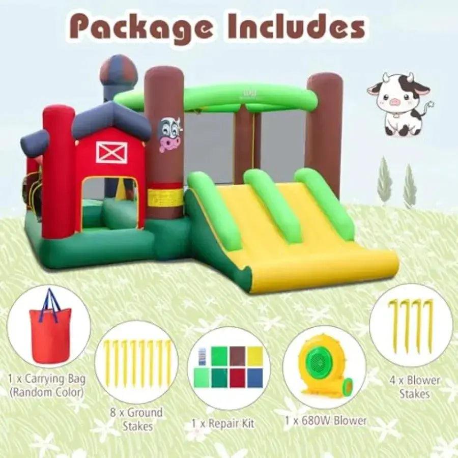  Inflatable Farm Themed Bounce House With Dual Slides Durable -  ToylandEU™