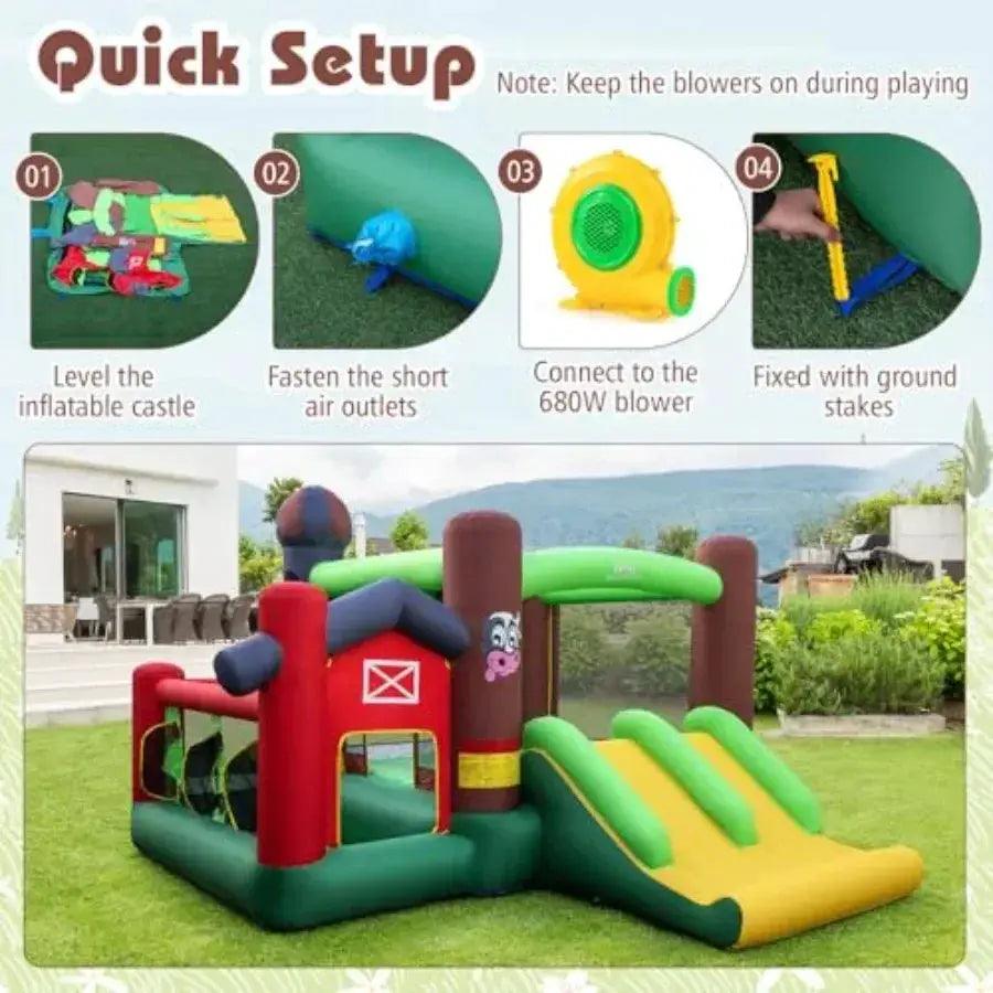  Inflatable Farm Themed Bounce House With Dual Slides Durable -  ToylandEU™