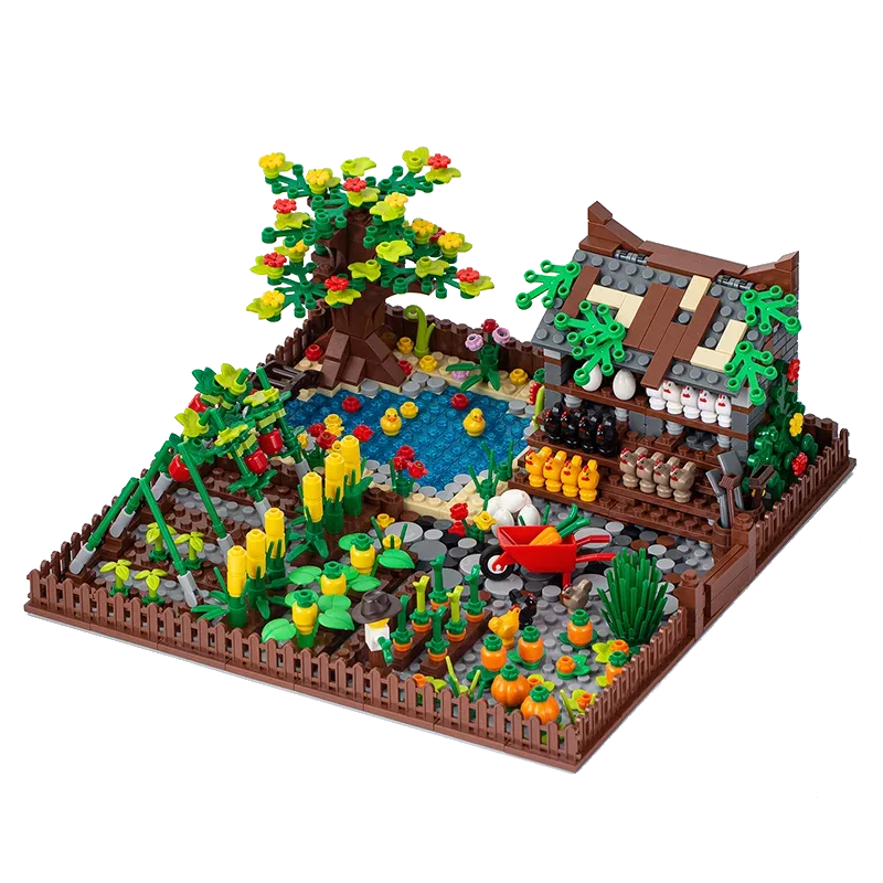 Farm Building Blocks Set With Flower And Animal Figures - ToylandEU